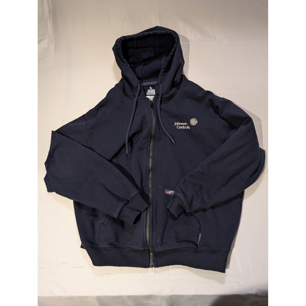FR Women's 2XL Navy Blue Flame Resistant Zip Up Hoodie Workwear Jacket